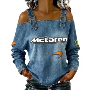 McLaren Women's Off Shoulder Top Buckle Strap Cold Shoulder Long Sleeve