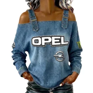 Opel Women's Off Shoulder Top Buckle Strap Cold Shoulder Long Sleeve