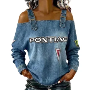 Pontiac Women's Off Shoulder Top Buckle Strap Cold Shoulder Long Sleeve