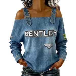 Bentley Women's Off Shoulder Top Buckle Strap Cold Shoulder Long Sleeve