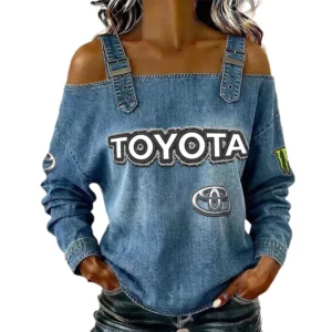 Toyota Women's Off Shoulder Top Buckle Strap Cold Shoulder Long Sleeve