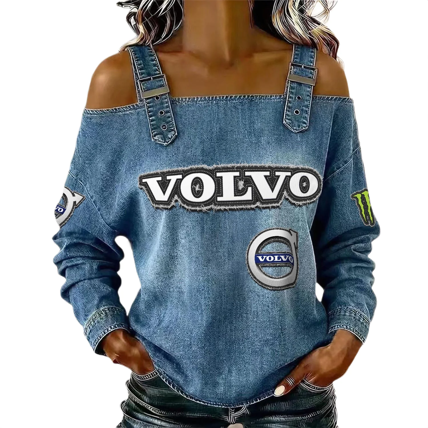 Volvo Women’s Off Shoulder Top Buckle Strap Cold Shoulder Long Sleeve Volvo Women's Off Shoulder Top Buckle Strap Cold Shoulder Long Sleeve