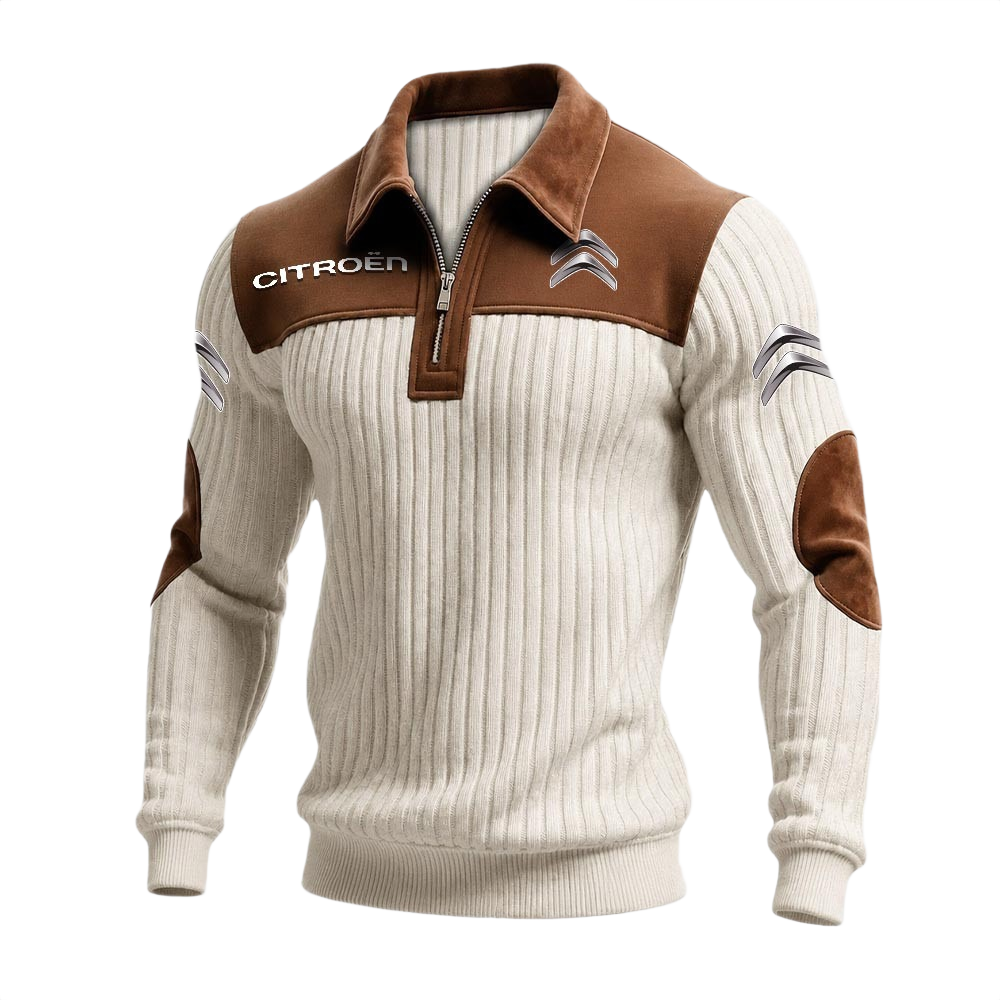 Citroen Men’s Quarter-Zip Ribbed Knit Sweater Patchwork Long Sleeve Pullover Citroen Men’s Quarter-Zip Ribbed Knit Sweater Patchwork Long Sleeve Pullover