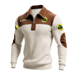 Lotus Car Men’s Quarter-Zip Ribbed Knit Sweater Patchwork Long Sleeve Pullover