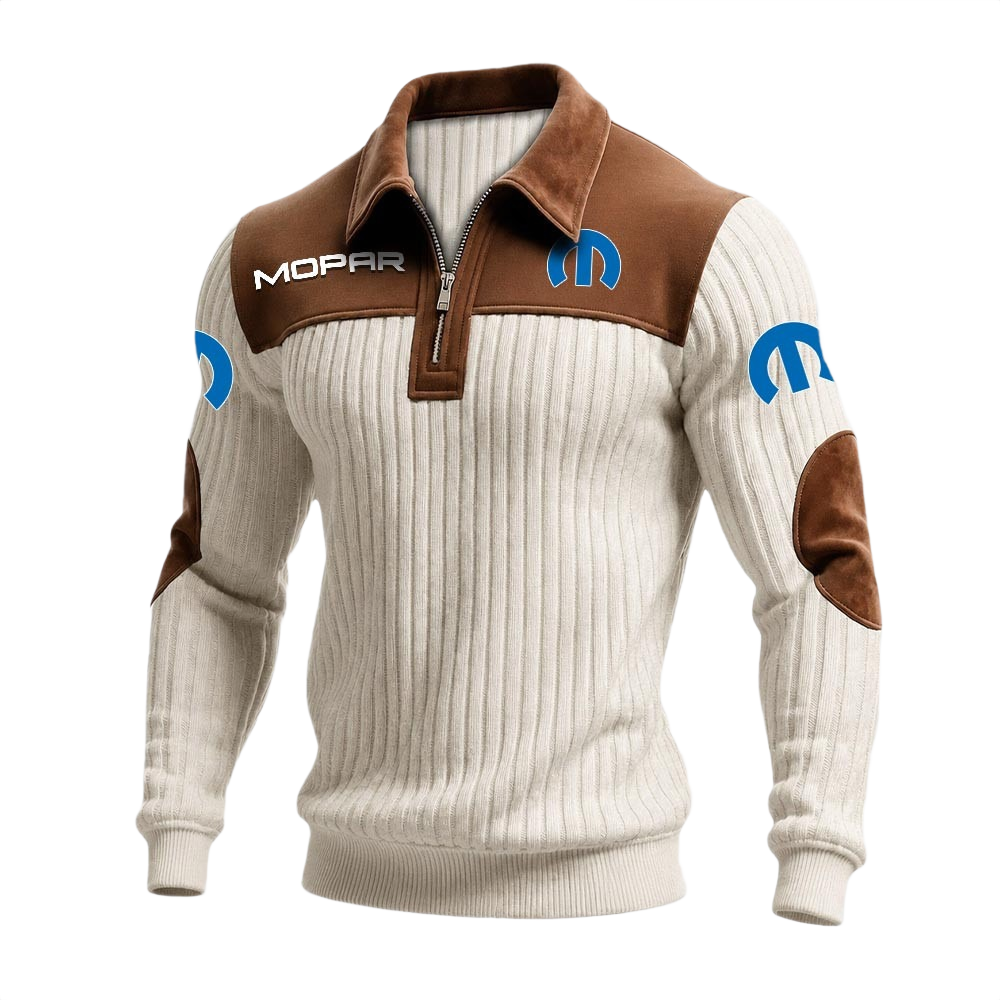 Mopar Men’s Quarter-Zip Ribbed Knit Sweater Patchwork Long Sleeve Pullover Mopar Men’s Quarter-Zip Ribbed Knit Sweater Patchwork Long Sleeve Pullover
