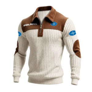 Polaris Men’s Quarter-Zip Ribbed Knit Sweater Patchwork Long Sleeve Pullover