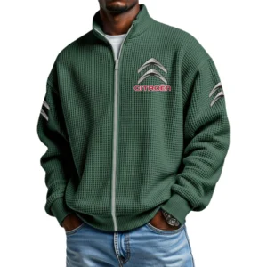 Citroen Men's Waffle Knit Full-Zip Long Sleeve Sweatshirt Limited
