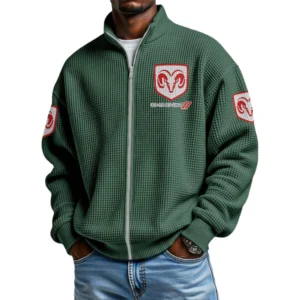 Dodge Men's Waffle Knit Full-Zip Long Sleeve Sweatshirt Limited