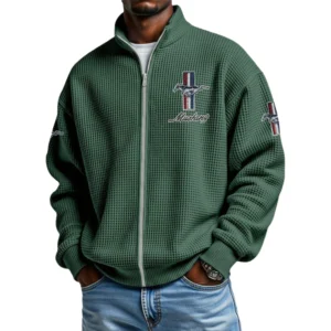 Ford Mustang Men's Waffle Knit Full-Zip Long Sleeve Sweatshirt Limited