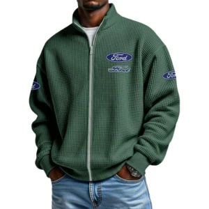 Ford Men's Waffle Knit Full-Zip Long Sleeve Sweatshirt Limited