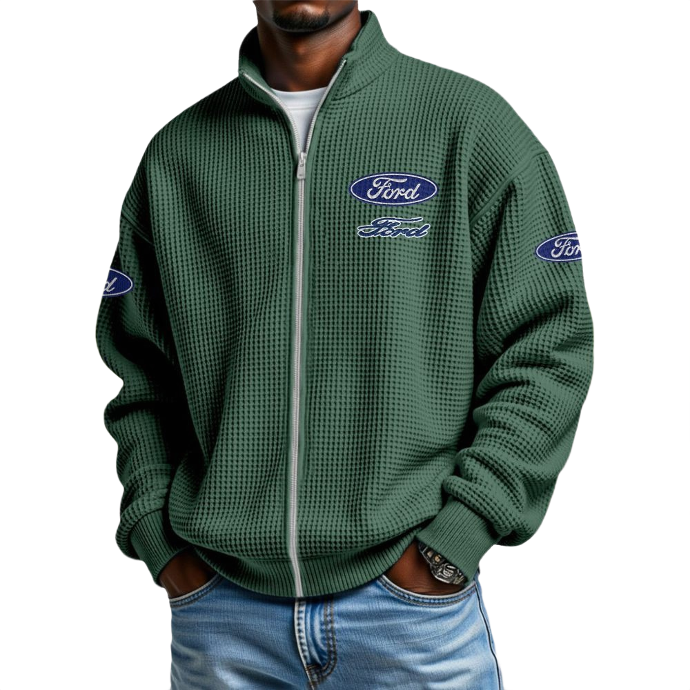 Ford Men’s Waffle Knit Full-Zip Long Sleeve Sweatshirt Limited Ford Men's Waffle Knit Full-Zip Long Sleeve Sweatshirt Limited