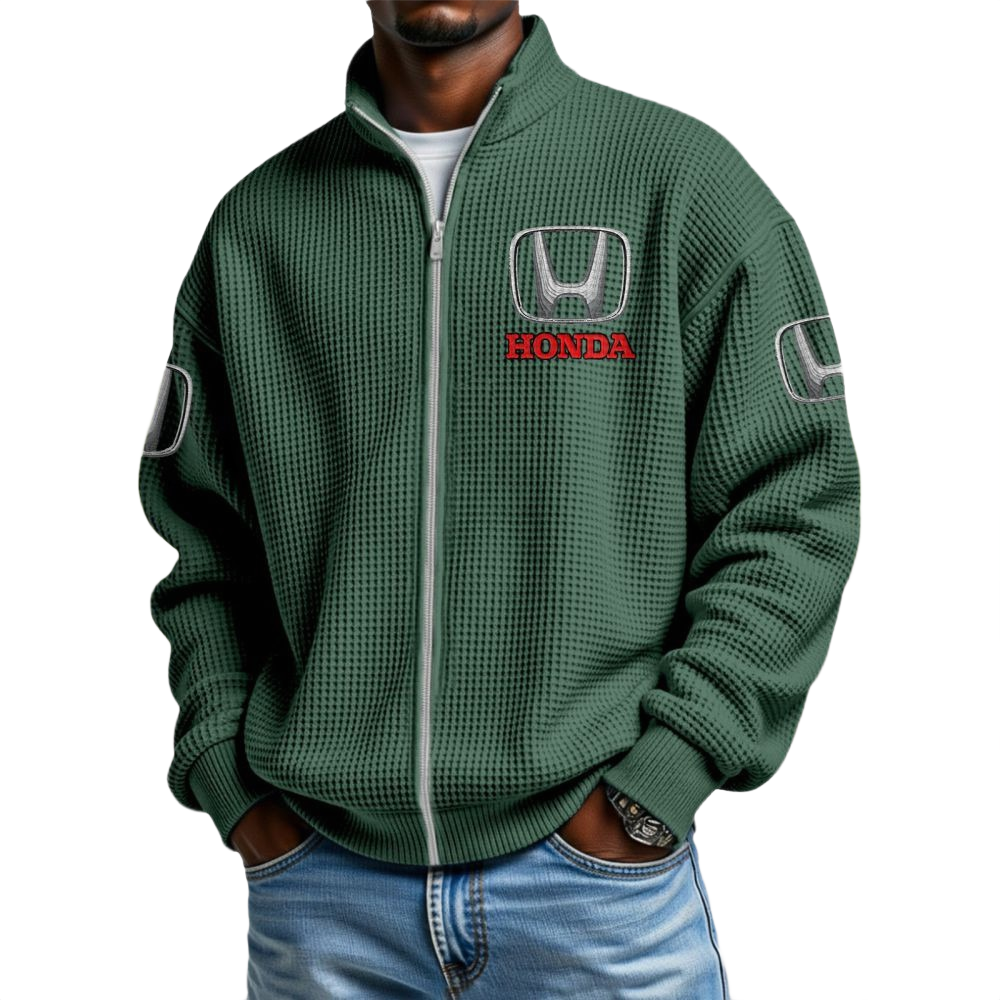 Honda Men’s Waffle Knit Full-Zip Long Sleeve Sweatshirt Limited Honda Men's Waffle Knit Full-Zip Long Sleeve Sweatshirt Limited