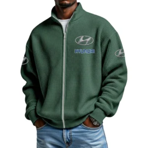 Hyundai Men's Waffle Knit Full-Zip Long Sleeve Sweatshirt Limited