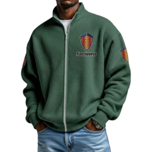 Koenigsegg Men's Waffle Knit Full-Zip Long Sleeve Sweatshirt Limited