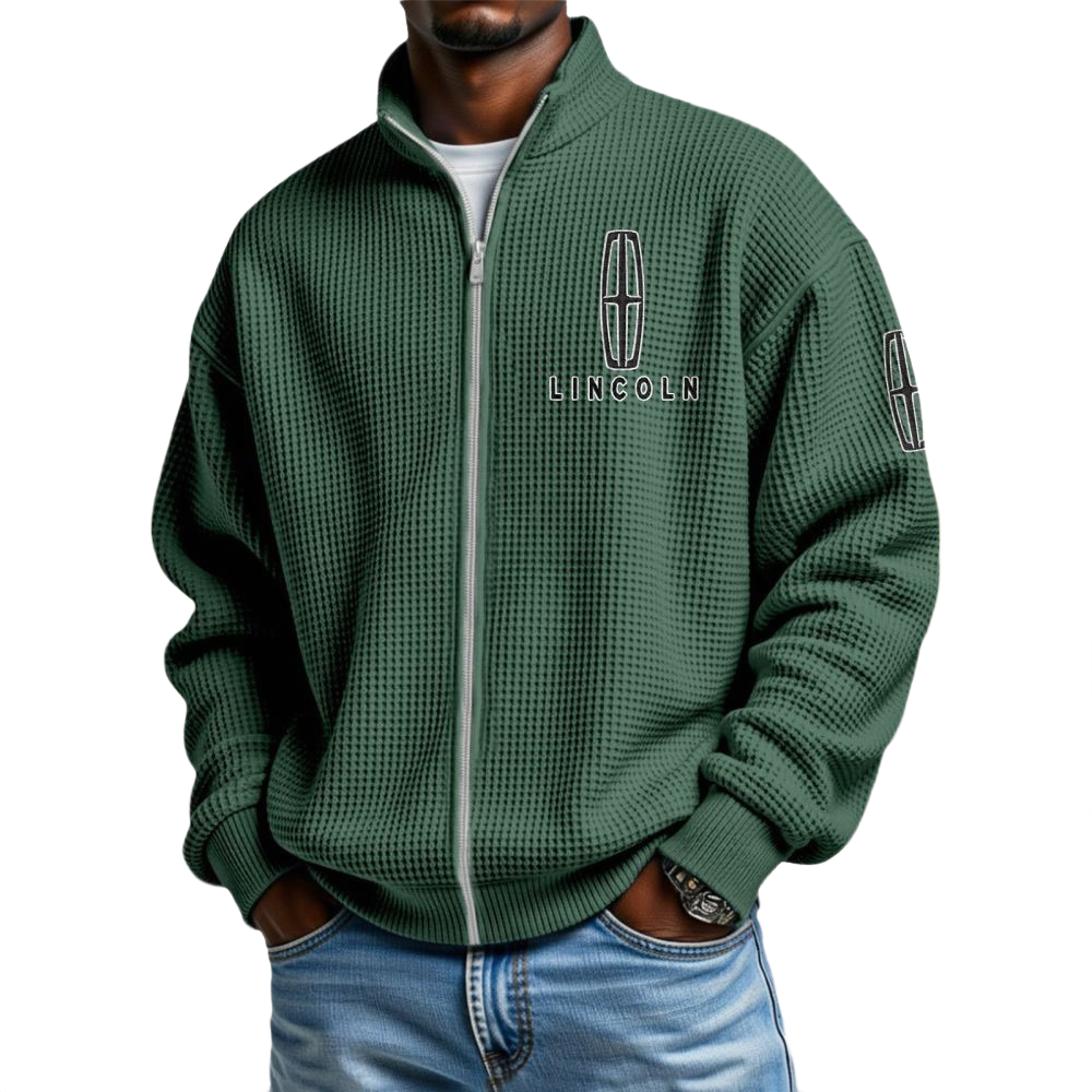 Lincoln Men’s Waffle Knit Full-Zip Long Sleeve Sweatshirt Limited Lincoln Men's Waffle Knit Full-Zip Long Sleeve Sweatshirt Limited