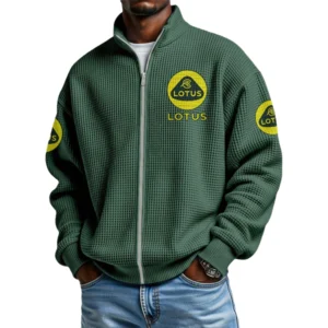 Lotus Car Men's Waffle Knit Full-Zip Long Sleeve Sweatshirt Limited