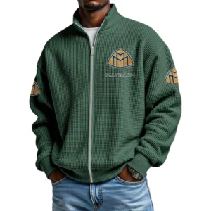 Maybach Men's Waffle Knit Full-Zip Long Sleeve Sweatshirt Limited