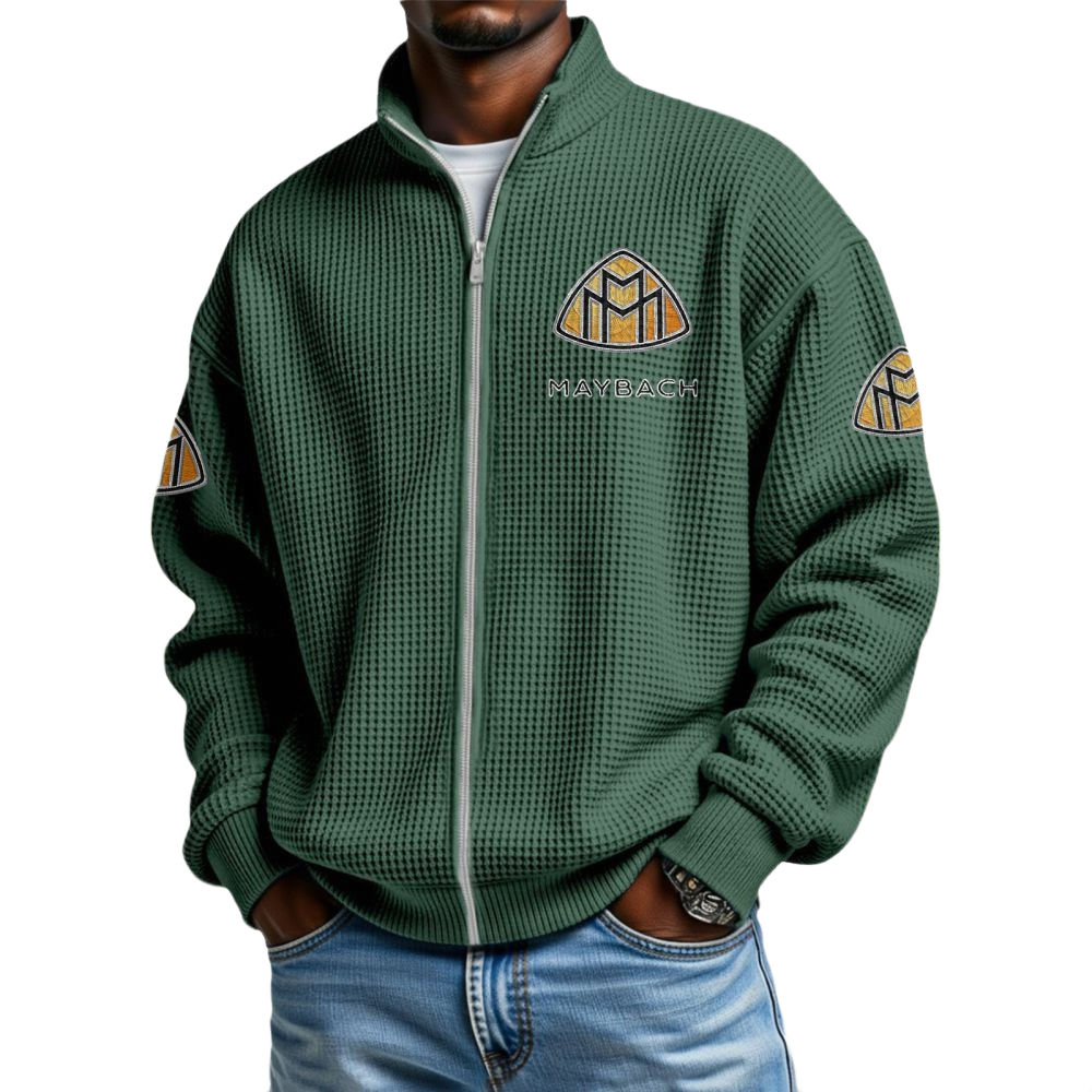 Maybach Men’s Waffle Knit Full-Zip Long Sleeve Sweatshirt Limited Maybach Men's Waffle Knit Full-Zip Long Sleeve Sweatshirt Limited