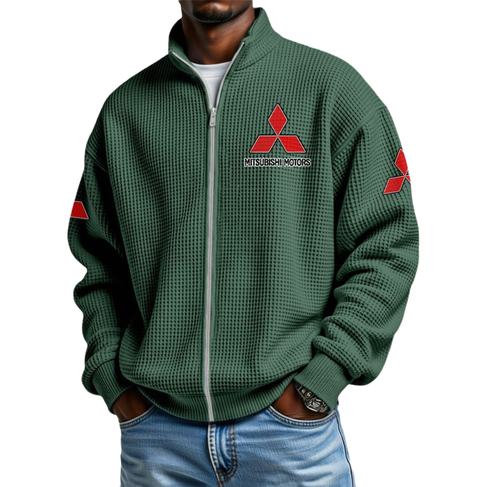 Mitsubishi Men’s Waffle Knit Full-Zip Long Sleeve Sweatshirt Limited Mitsubishi Men's Waffle Knit Full-Zip Long Sleeve Sweatshirt Limited