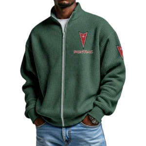 Pontiac Men's Waffle Knit Full-Zip Long Sleeve Sweatshirt Limited