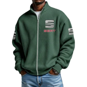 Seat Men's Waffle Knit Full-Zip Long Sleeve Sweatshirt Limited