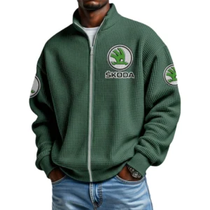 Skoda Men's Waffle Knit Full-Zip Long Sleeve Sweatshirt Limited