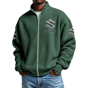 Suzuki Men's Waffle Knit Full-Zip Long Sleeve Sweatshirt Limited