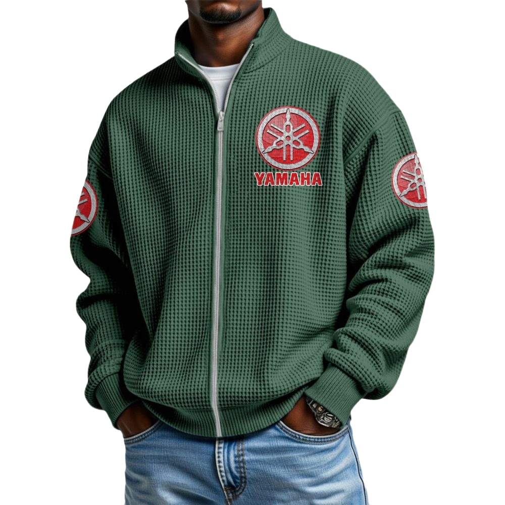 Yamaha Men’s Waffle Knit Full-Zip Long Sleeve Sweatshirt Limited Yamaha Men's Waffle Knit Full-Zip Long Sleeve Sweatshirt Limited